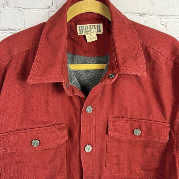 Duluth Trading Co. Men's Fleece Lined Red Clay Canvas Chore Barn Jacket Snap L - Picture 2 of 8